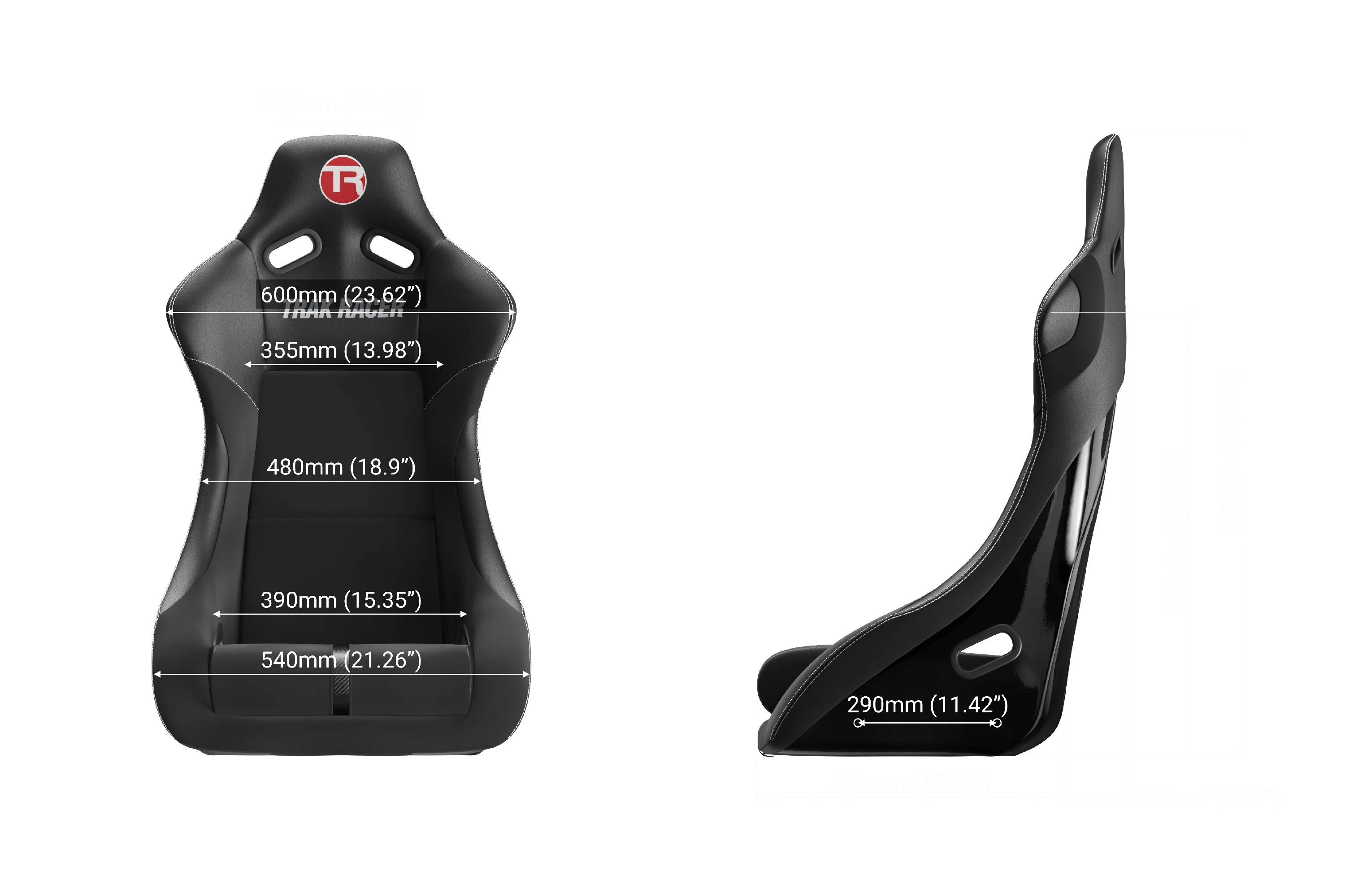 RS GT Rally-Pro Racing Seat - Fiberglass Black - Image 5