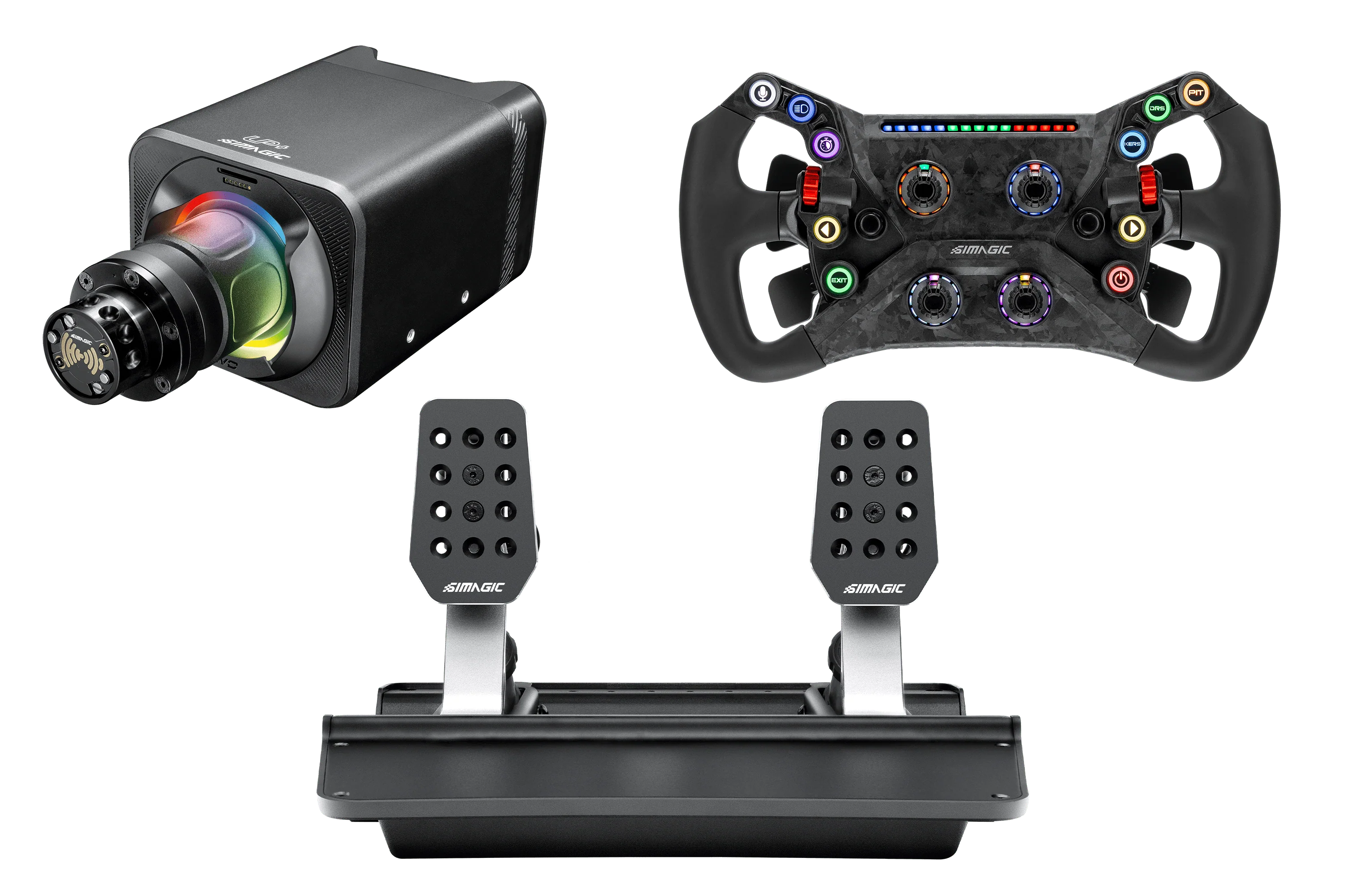 Simagic GT NEO Hub with Alpha EVO Sport 9nm Wheel Base & P500-2 Dual-Sensor 2-Pedal Set