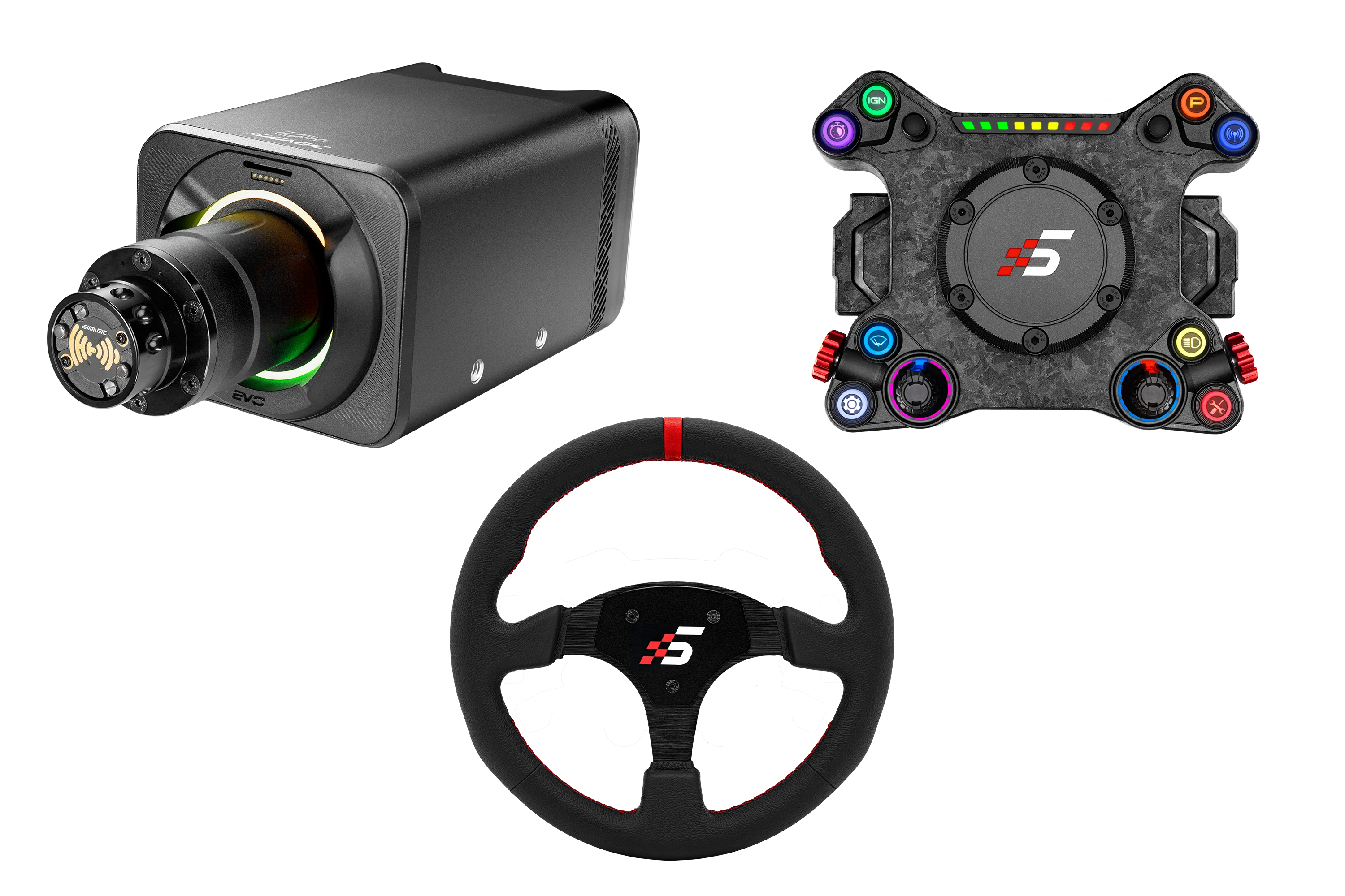Simagic NEO X Hub with Alpha EVO Pro 18nm Wheel Base and Leather Steering Wheel