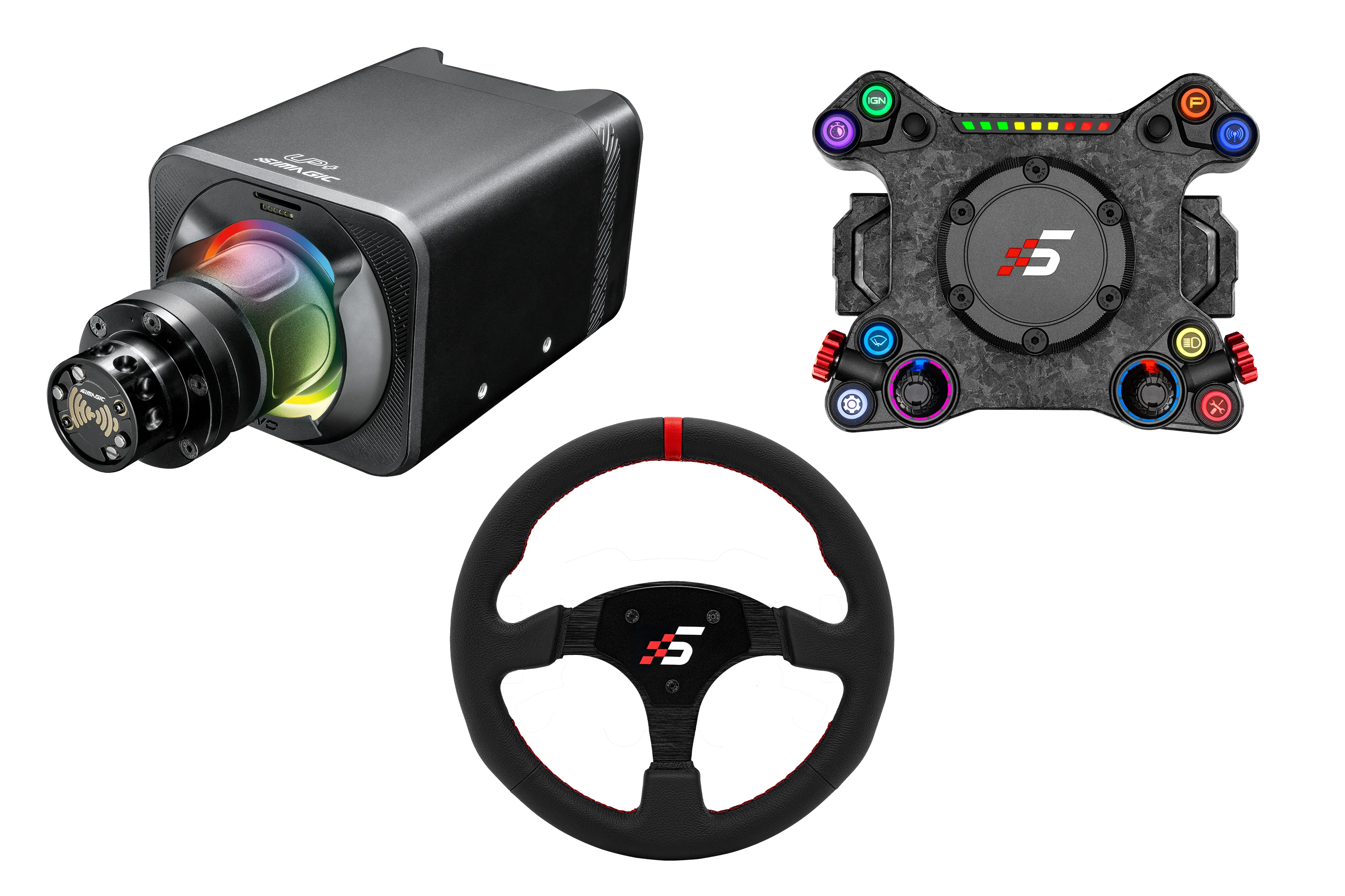Simagic NEO X Hub with Alpha EVO Sport 9nm Wheel Base and Leather Steering Wheel